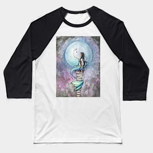 Magic Mermaid Watercolor Fantasy Art Illustration Baseball T-Shirt